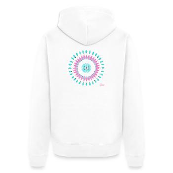 Mandala Blüte Konzentration - Sonja von Staden - Unisex Premium Bio Zip Hoodie - Weiß - Hinten - Thijin (182cm)