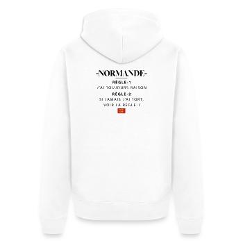Normande Regel 1 Ich habe immer Recht Regel 2 s... - Unisex Premium Bio Zip Hoodie - Weiß - Hinten - Thijin (182cm)