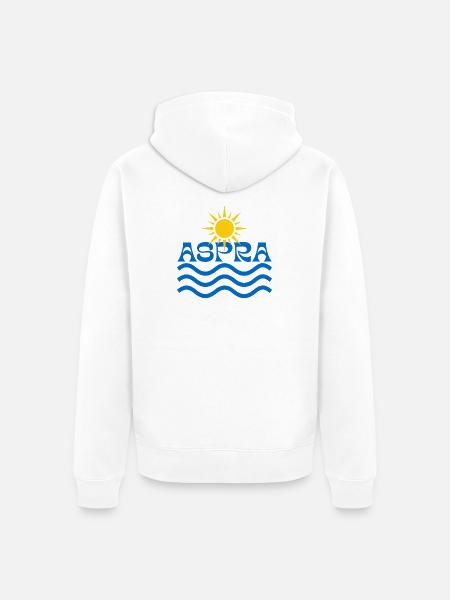 Aspra Sunrise Waves Logo - Unisex Premium Bio Zip Hoodie - Weiß