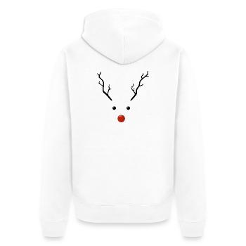 Rentier süß minimalistisch mit roter Nase  - Unisex Premium Bio Zip Hoodie - Weiß - Hinten - Thijin (182cm)