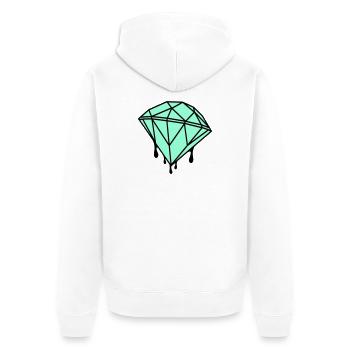 Geometrischer Mint-Diamant - Unisex Premium Bio Zip Hoodie - Weiß - Hinten - Thijin (182cm)
