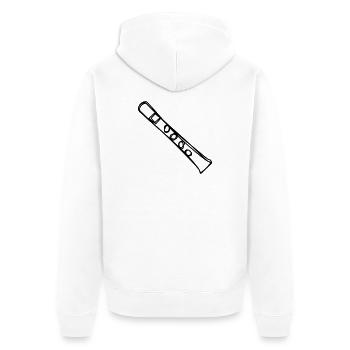 Blockflöte handgezeichnet - Unisex Premium Bio Zip Hoodie - Weiß - Hinten - Thijin (182cm)