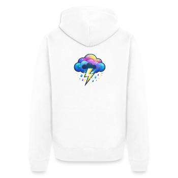 Blitz - Unisex Premium Bio Zip Hoodie - Weiß - Hinten - Thijin (182cm)