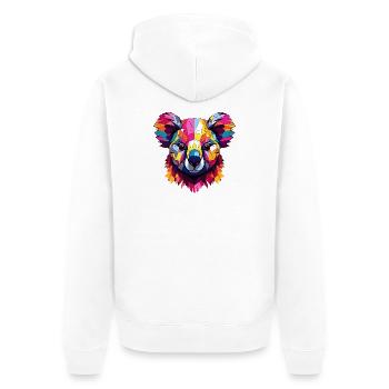 Geometrischer Regenbogen Koala - Unisex Premium Bio Zip Hoodie - Weiß - Hinten - Thijin (182cm)