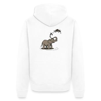 Dreck Schwingender Cartoon Elefant Spaß - Unisex Premium Bio Zip Hoodie - Weiß - Hinten - Thijin (182cm)