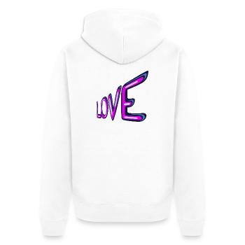 Liebe Neon-Schriftzug - Unisex Premium Bio Zip Hoodie - Weiß - Hinten - Thijin (182cm)