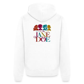 Ich bin Jane Doe Regenbogenporträt - Unisex Premium Bio Zip Hoodie - Weiß - Hinten - Thijin (182cm)