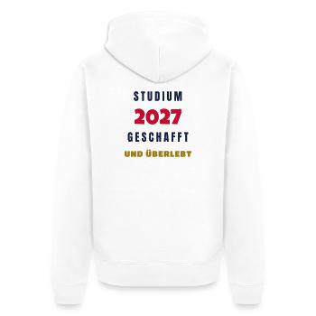 Studium 2027 geschafft und überlebt Abschluss - Unisex Premium Bio Zip Hoodie - Weiß - Hinten - Thijin (182cm)