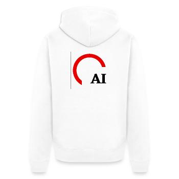 Rotes Hemisphärenbogenlogo - Unisex Premium Bio Zip Hoodie - Weiß - Hinten - Thijin (182cm)