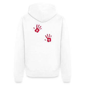 Bloody Red Hand Prints - Unisex Premium Organic Zip Hoodie - white - Back - Thijin (182cm)