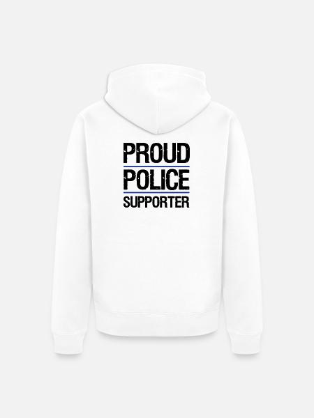 Proud Police Supporter - Unisex Premium Organic Zip Hoodie - white