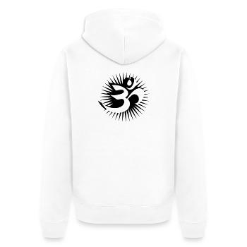 Om Symbol 3D - Unisex Premium Bio Zip Hoodie - Weiß - Hinten - Thijin (182cm)
