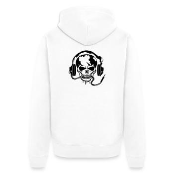 Skull with headphones - Unisex Premium Organic Zip Hoodie - white - Back - Thijin (182cm)