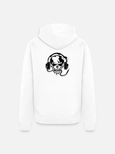 Skull with headphones - Unisex Premium Organic Zip Hoodie - white