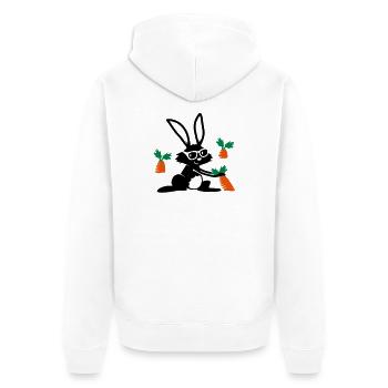 A rabbit with sunglasses in a carrot field - Unisex Premium Organic Zip Hoodie - white - Back - Thijin (182cm)