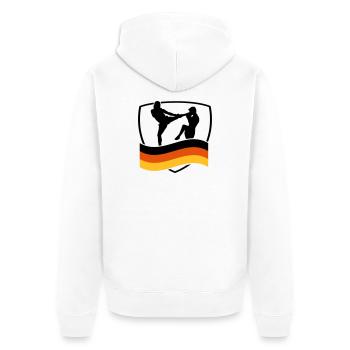 deutschland_kampfsport_1 - Unisex Premium Bio Zip Hoodie - Weiß - Hinten - Thijin (182cm)