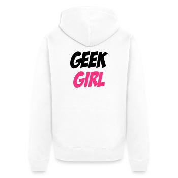 Geek Girl - Unisex Premium Bio Zip Hoodie - Weiß - Hinten - Thijin (182cm)