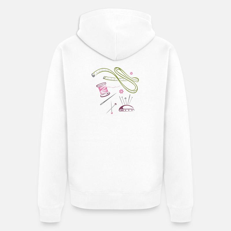 Handarbeit Nähen Mode Modedesigner - Unisex Premium Bio Zip Hoodie - Weiß