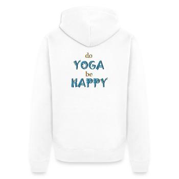 Yoga - Unisex Premium Bio Zip Hoodie - Weiß - Hinten - Thijin (182cm)