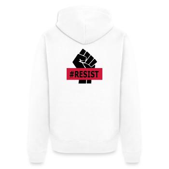 Hashtag Resist - Raised Fist - Black Power - Unisex Premium Organic Zip Hoodie - white - Back - Thijin (182cm)