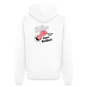 Mutter,Mama,Muttertag, Mutter , super Kräfte(25) - Unisex Premium Bio Zip Hoodie - Weiß - Hinten - Thijin (182cm)