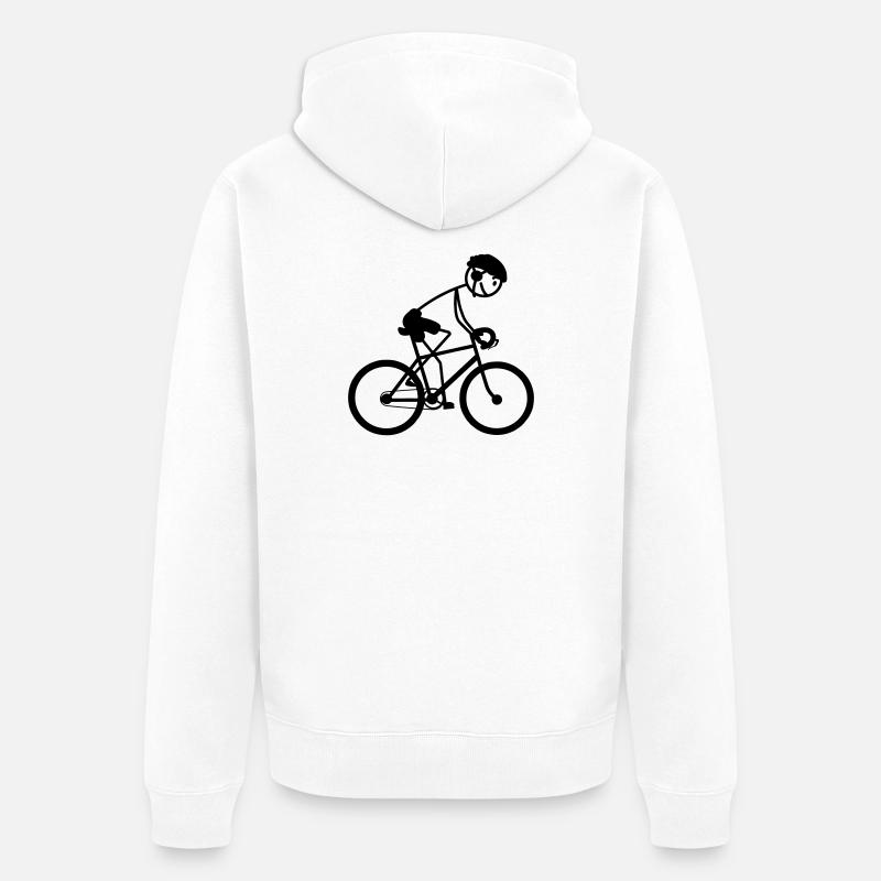 Jung oder Mann auf dem Fahrrad - Unisex Premium Bio Zip Hoodie - Weiß