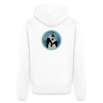 zwei zauberhafte Pinguine im Mosaik Stil - Unisex Premium Bio Zip Hoodie - Weiß - Hinten - Thijin (182cm)