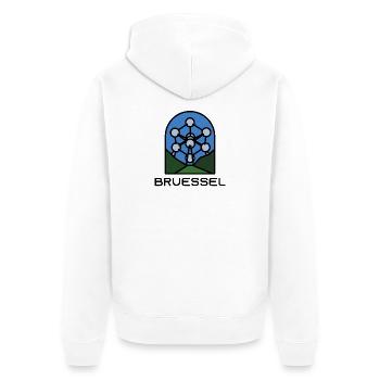 Brüssel - Unisex Premium Bio Zip Hoodie - Weiß - Hinten - Thijin (182cm)