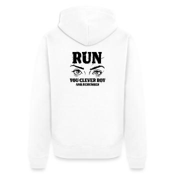 Run You Clever Boy - Unisex Premium Bio Zip Hoodie - Weiß - Hinten - Thijin (182cm)