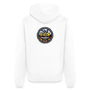 Logo MTB Amigoses freigestellt - Unisex Premium Bio Zip Hoodie - Weiß - Hinten - Thijin (182cm)