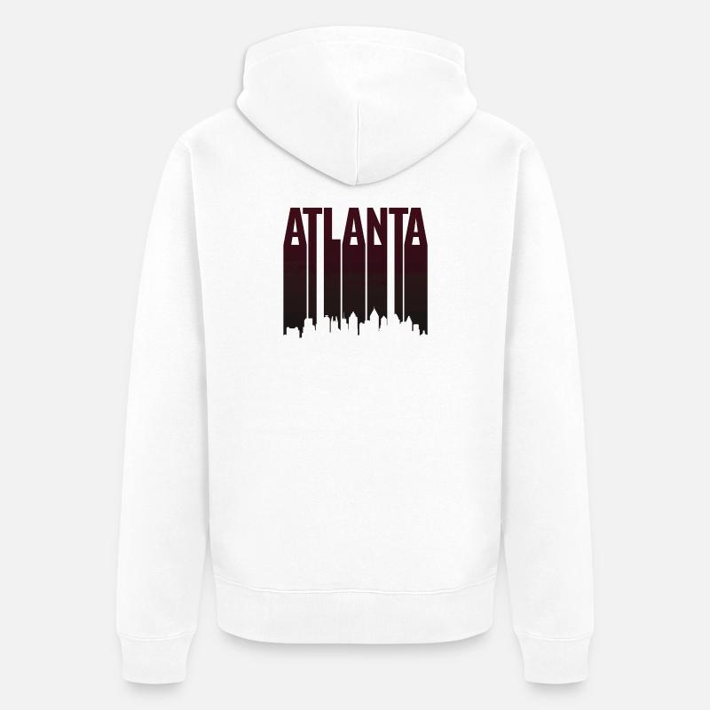 Silhouette verticale de la Skyline d’Atlanta - Veste à capuche bio Premium Unisexe - blanc