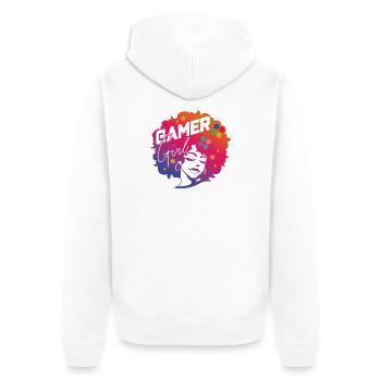 Gamer Girl Beautiful Gaming Afro Girl - Veste à capuche bio Premium Unisexe - blanc - Dos - Thijin (182cm)