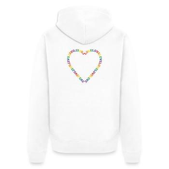 Regenbogen Herz Love LGBTQ+ - Unisex Premium Bio Zip Hoodie - Weiß - Hinten - Thijin (182cm)