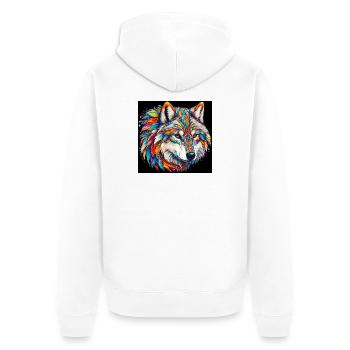 Wolf - Unisex Premium Organic Zip Hoodie - white - Back - Thijin (182cm)
