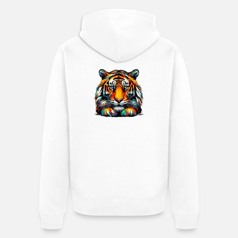 Tigre - Veste à capuche bio Premium Unisexe - blanc