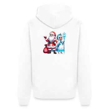 Ded Moroz Snegurotschka russischer Weihnachtsmann - Unisex Premium Bio Zip Hoodie - Weiß - Hinten - Thijin (182cm)