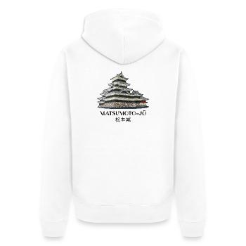 Château de Matsumoto-jo, Nagano, Japon dessin à la main - Veste à capuche bio Premium Unisexe - blanc - Dos - Thijin (182cm)