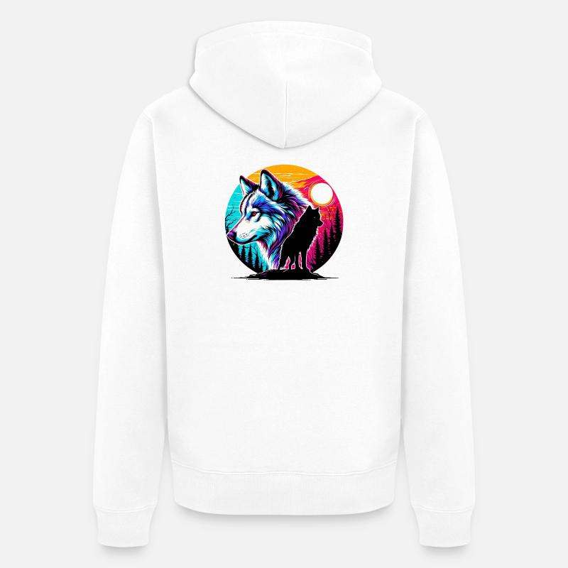 Loup - Veste à capuche bio Premium Unisexe - blanc