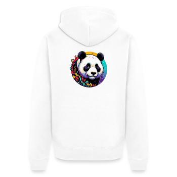 Panda - Unisex Premium Bio Zip Hoodie - Weiß - Hinten - Thijin (182cm)