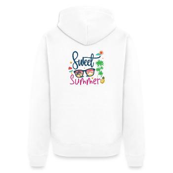 Süßer Sommer - Unisex Premium Bio Zip Hoodie - Weiß - Hinten - Thijin (182cm)