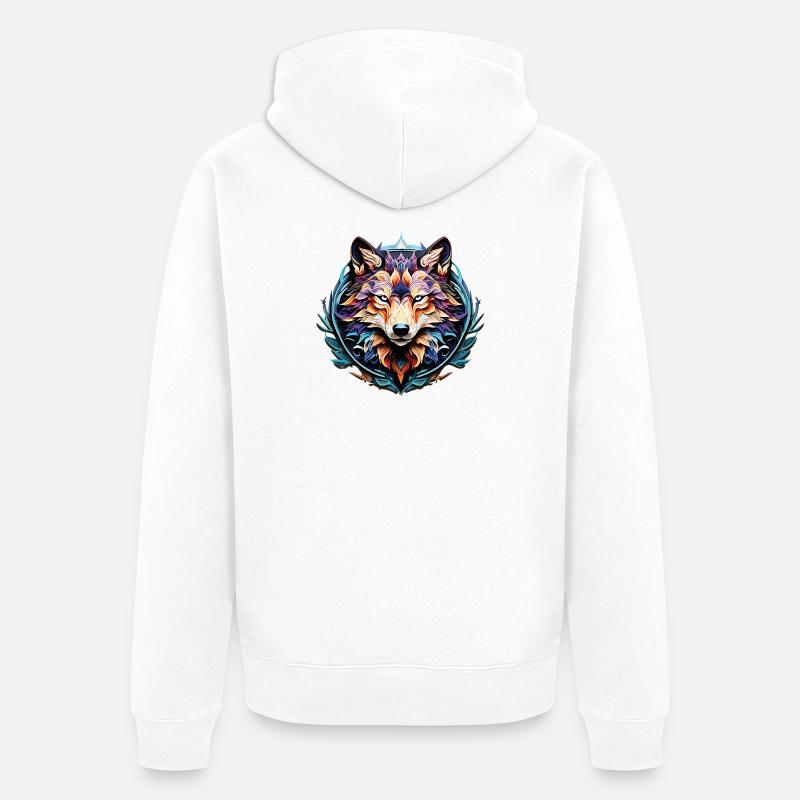 Wolf_02 - Veste à capuche bio Premium Unisexe - blanc