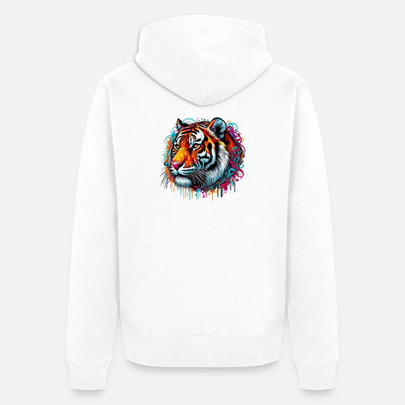 Tigre - Veste à capuche bio Premium Unisexe - blanc