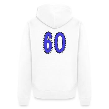 60. 60 ANS. 60e ANNIVERSAIRE. ANNIVERSAIRE 60 ANS. - Veste à capuche bio Premium Unisexe - blanc - Dos - Thijin (182cm)