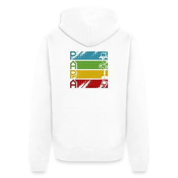 Retro Gamers Pixel Multicolor - Unisex Premium Bio Zip Hoodie - Weiß - Hinten - Thijin (182cm)