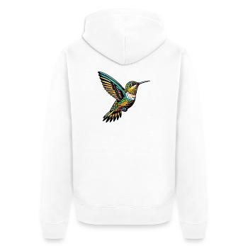 Kolibri - Unisex Premium Bio Zip Hoodie - Weiß - Hinten - Thijin (182cm)
