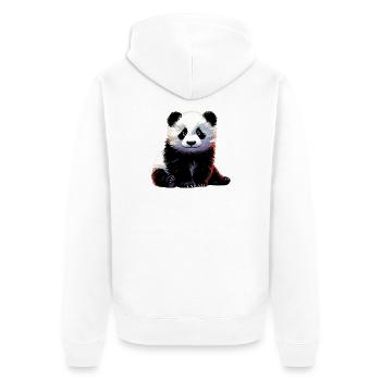 Panda - Unisex Premium Bio Zip Hoodie - Weiß - Hinten - Thijin (182cm)
