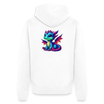 Dragon - Unisex Premium Organic Zip Hoodie - white - Back - Thijin (182cm)