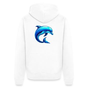 Dolphin - Unisex Premium Organic Zip Hoodie - white - Back - Thijin (182cm)