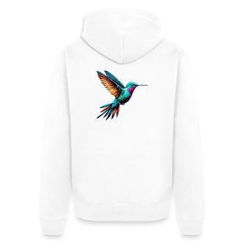 Kolibri - Unisex Premium Bio Zip Hoodie - Weiß - Hinten - Thijin (182cm)