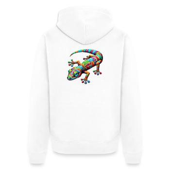 Gecko - Unisex Premium Organic Zip Hoodie - white - Back - Thijin (182cm)